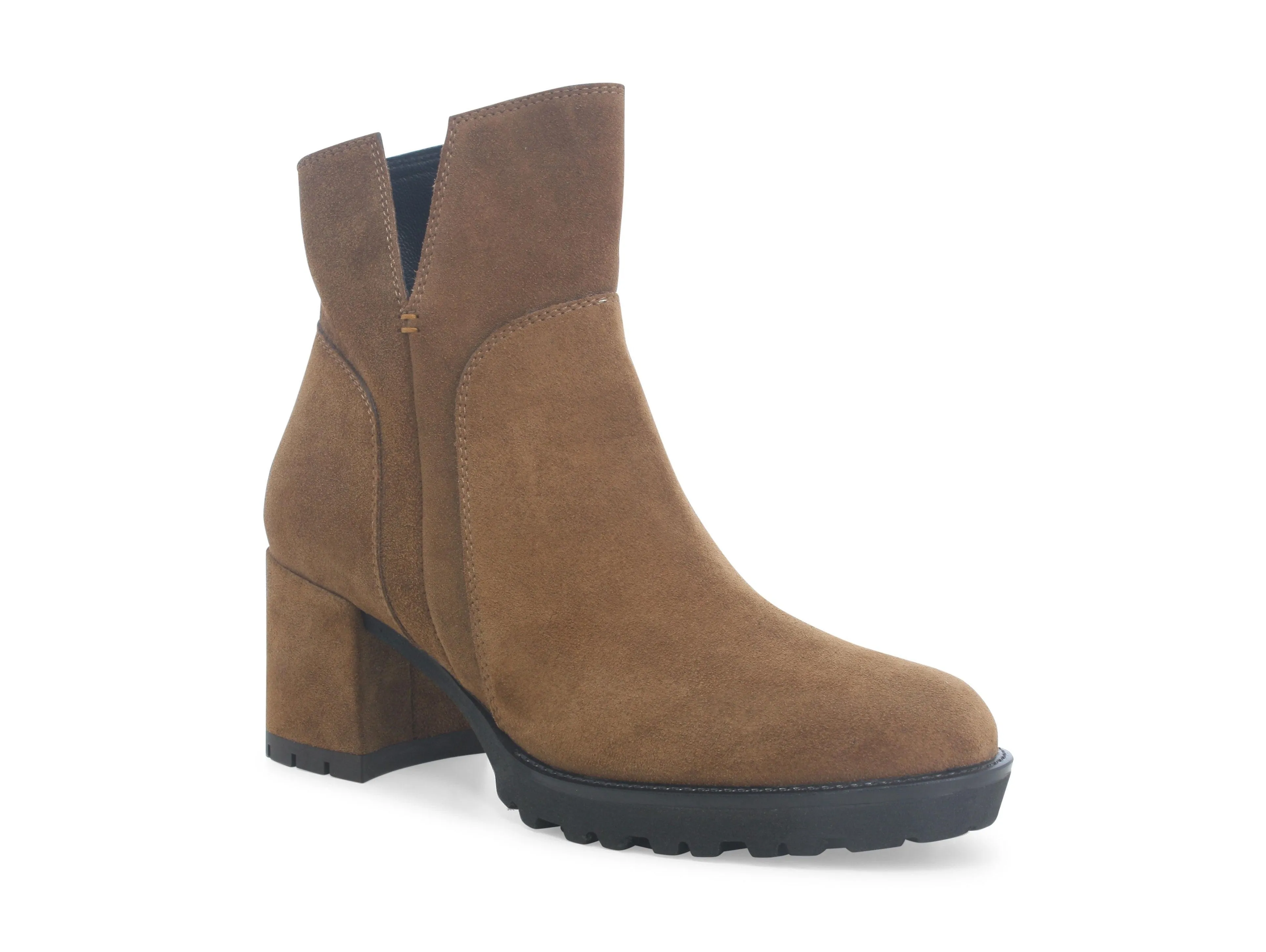 Melluso Stivaletti Invernali Made in Italy Tacco Comodo in Camoscio