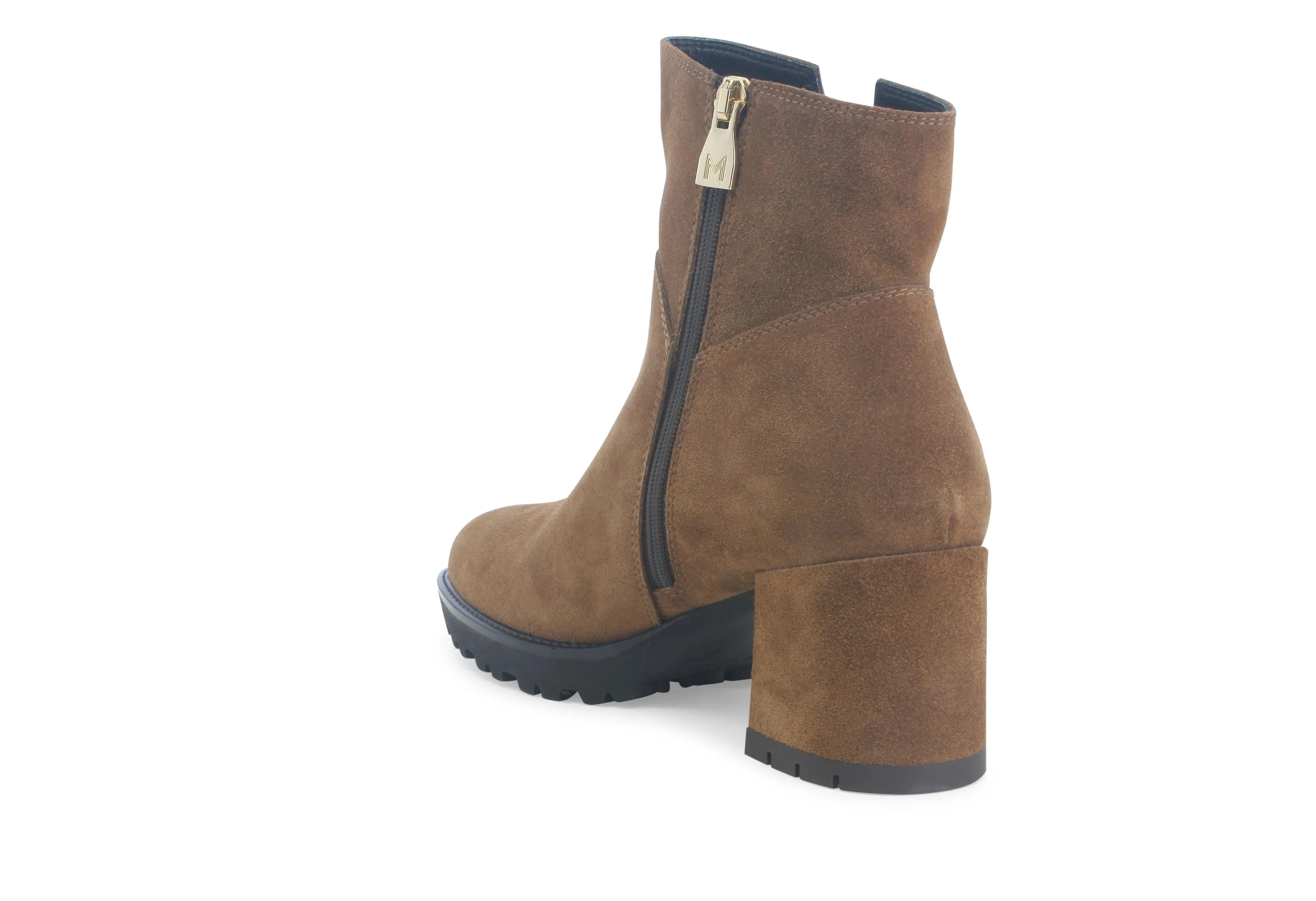 Melluso Stivaletti Invernali Made in Italy Tacco Comodo in Camoscio