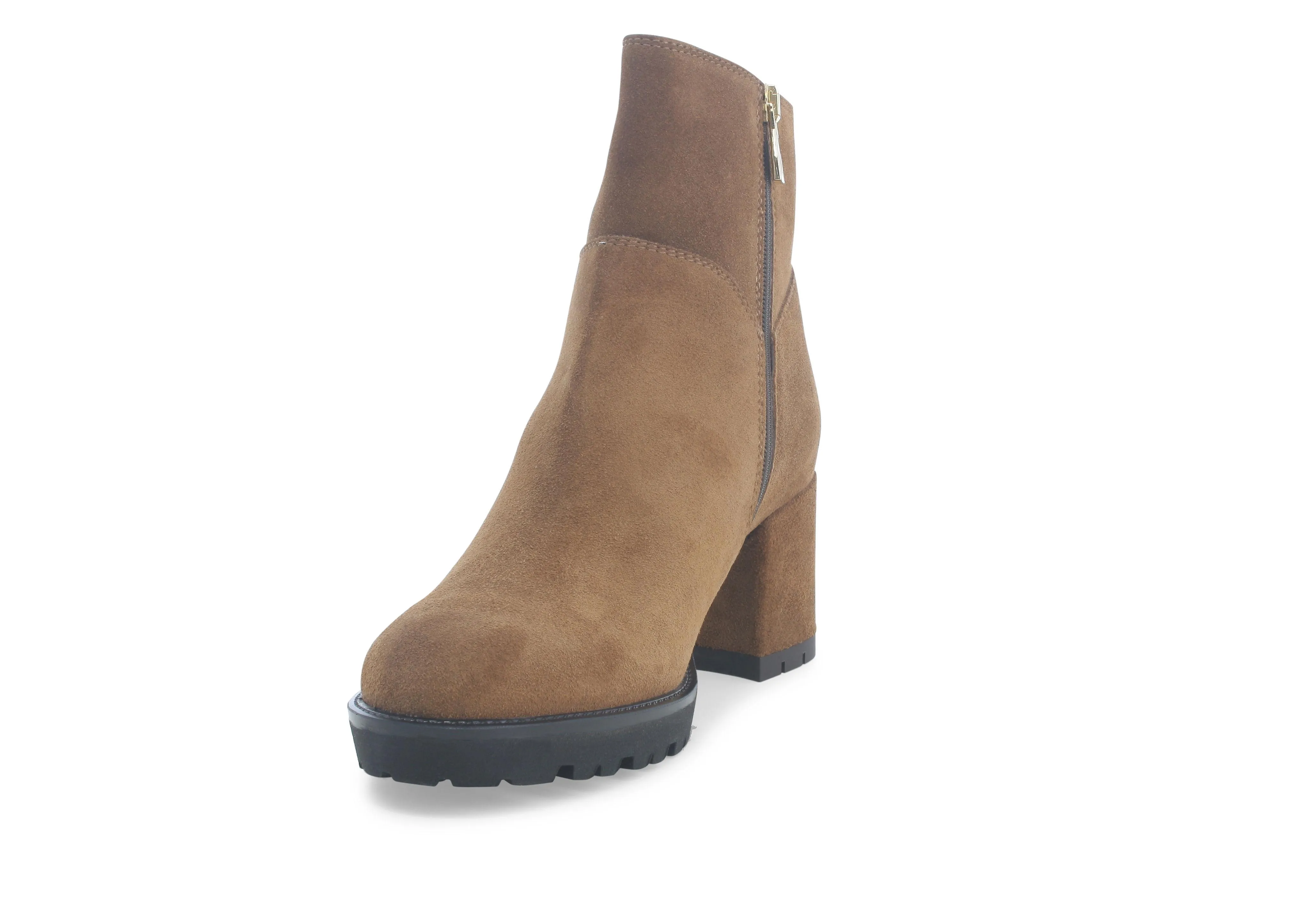Melluso Stivaletti Invernali Made in Italy Tacco Comodo in Camoscio