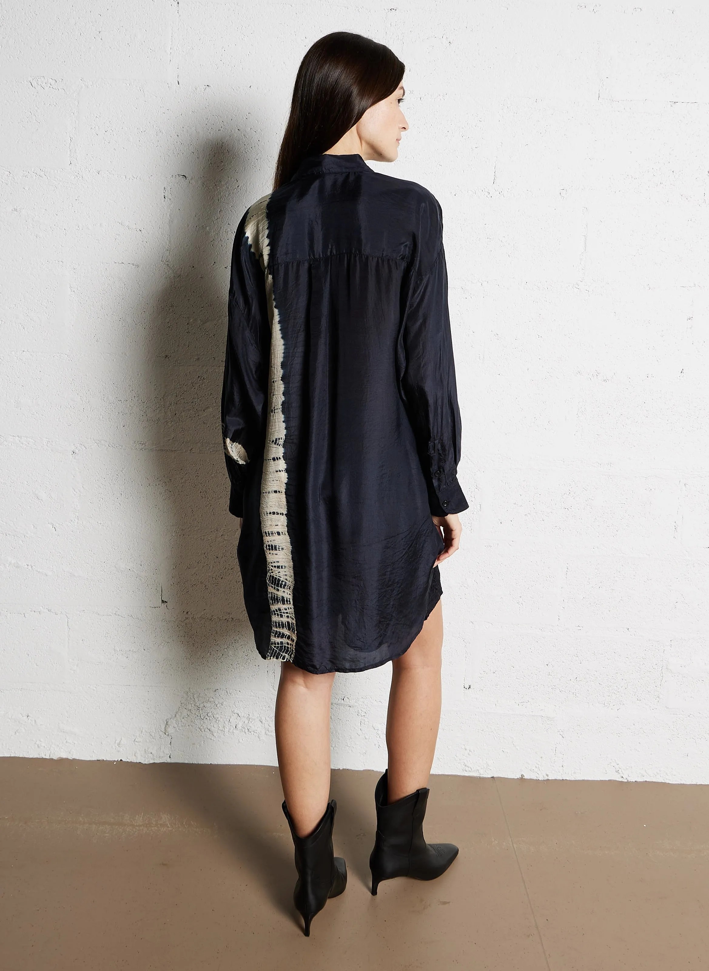  MES DEMOISELLES   LIDY - Camicia oversize con collo classico in seta | Nero