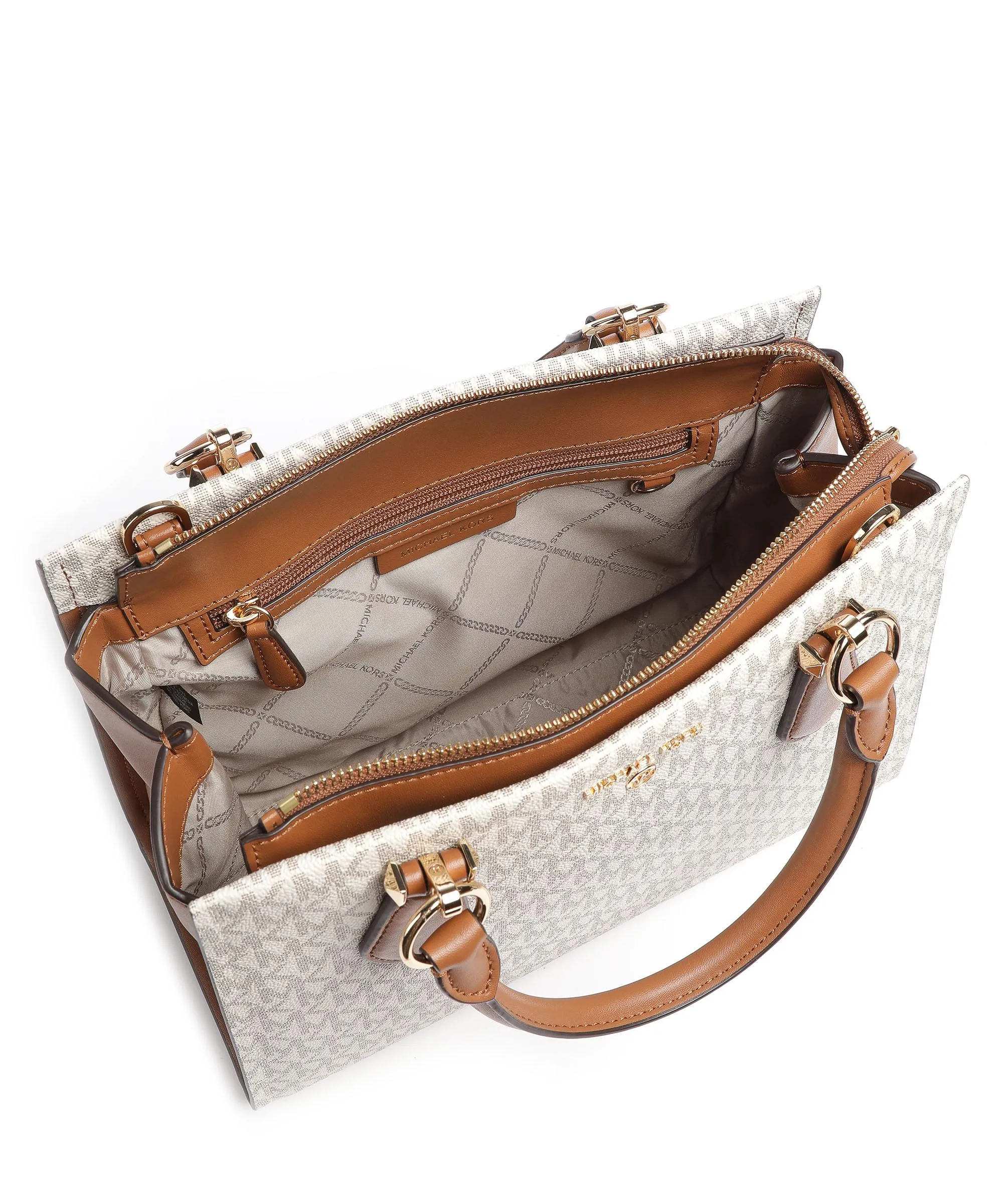  Michael Kors Marilyn Borsa a mano tela avorio/marrone  