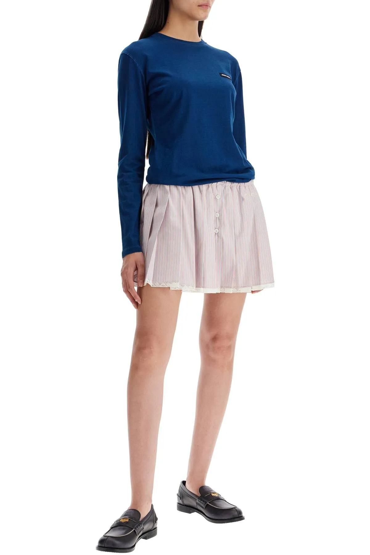 Minigonna in cotone a righe