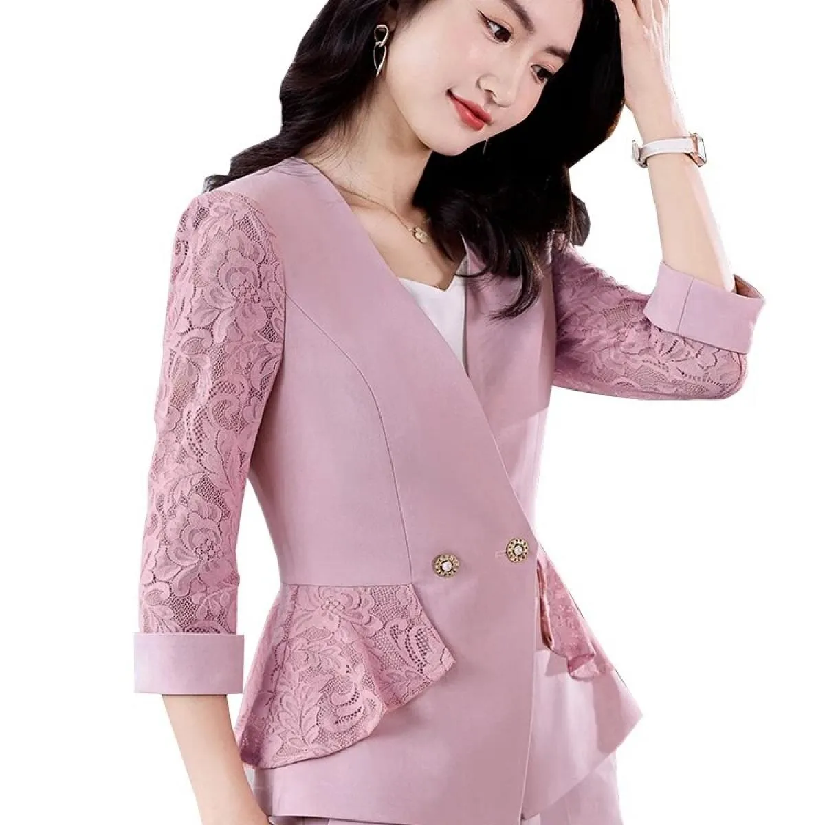 Moda Estate Primavera Slim Blazer Donna Rosa Viola Nero Bianco Donna Capispalla femminile Giacca formale a bottone singolo Blaze