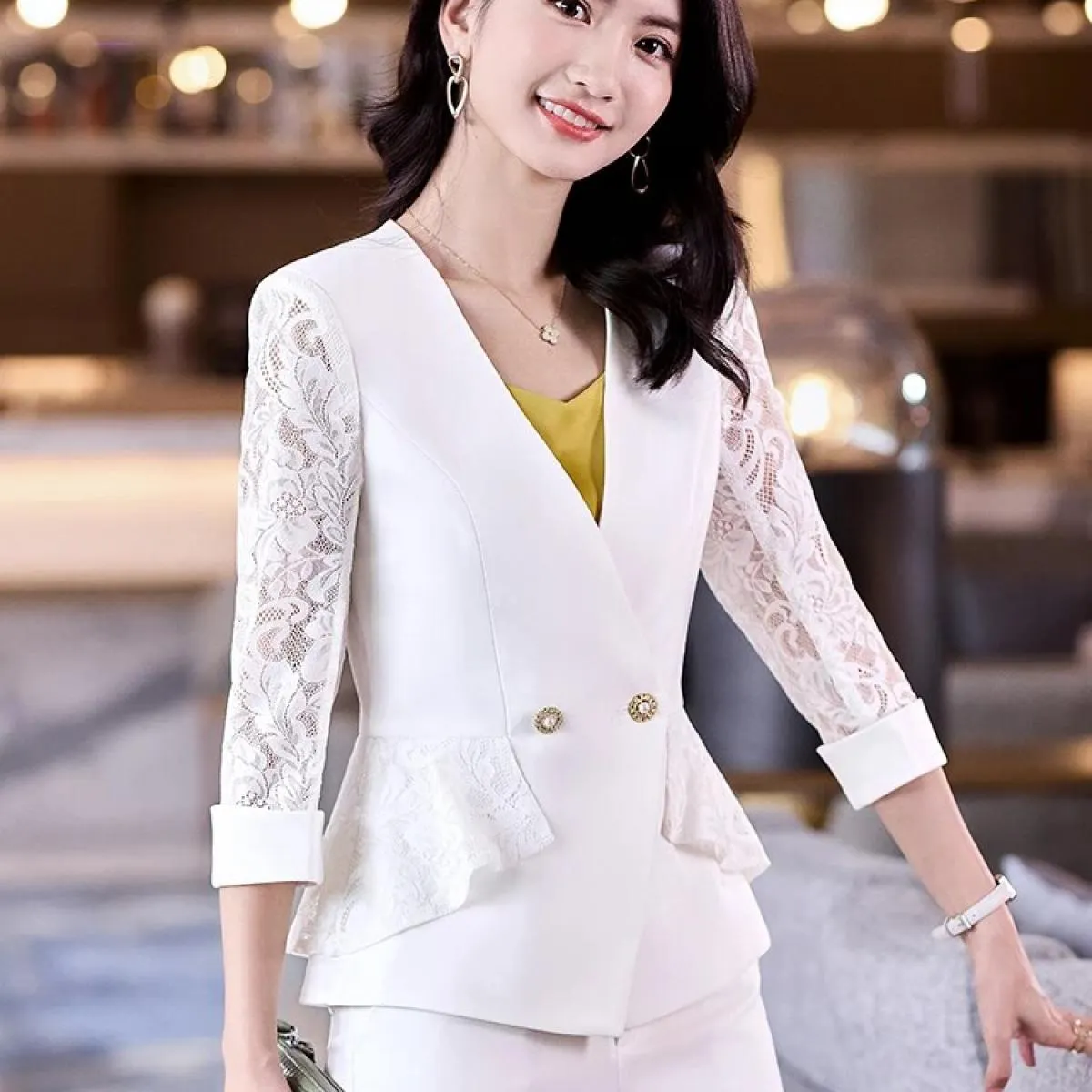 Moda Estate Primavera Slim Blazer Donna Rosa Viola Nero Bianco Donna Capispalla femminile Giacca formale a bottone singolo Blaze