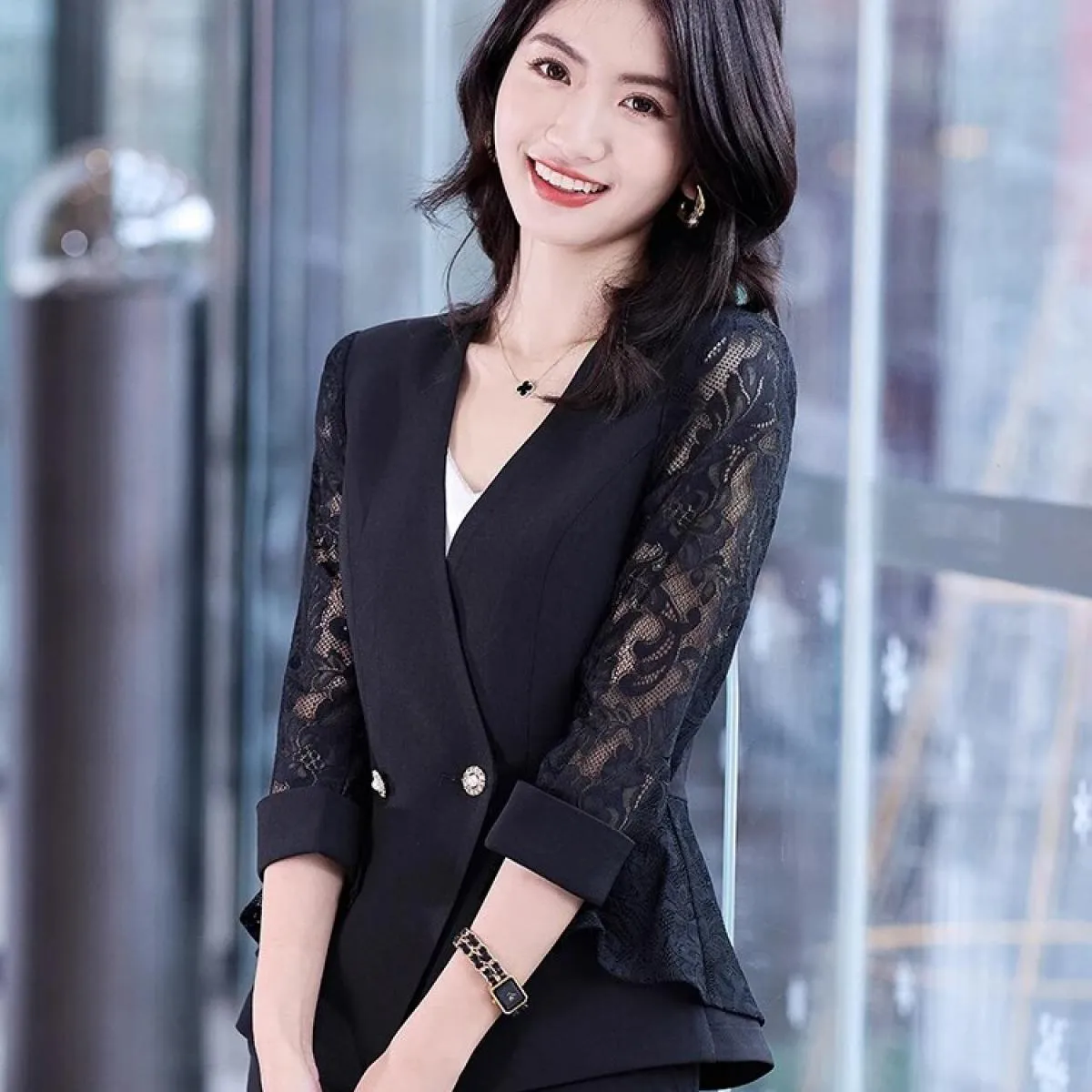 Moda Estate Primavera Slim Blazer Donna Rosa Viola Nero Bianco Donna Capispalla femminile Giacca formale a bottone singolo Blaze