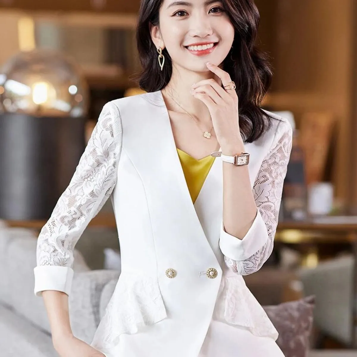 Moda Estate Primavera Slim Blazer Donna Rosa Viola Nero Bianco Donna Capispalla femminile Giacca formale a bottone singolo Blaze