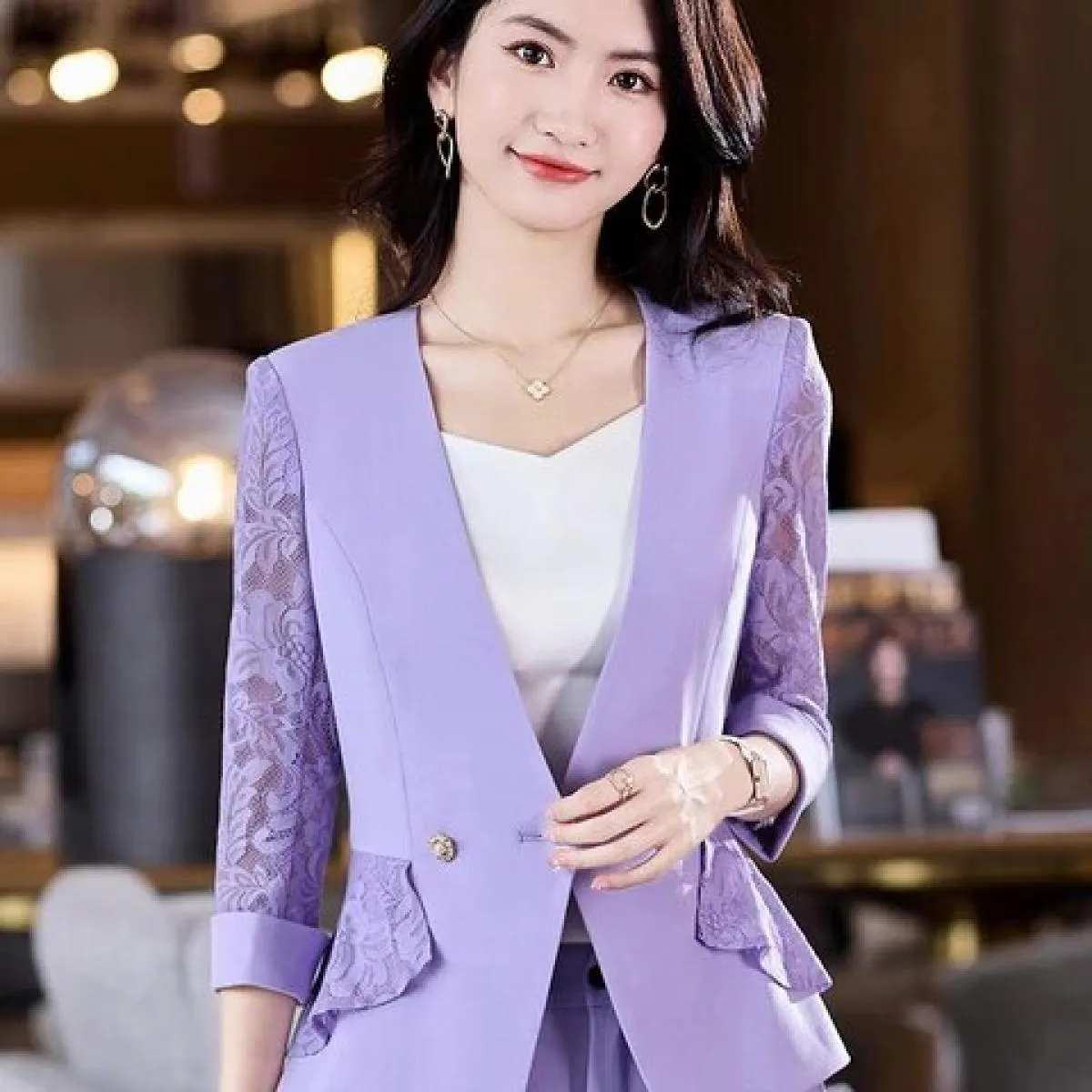 Moda Estate Primavera Slim Blazer Donna Rosa Viola Nero Bianco Donna Capispalla femminile Giacca formale a bottone singolo Blaze