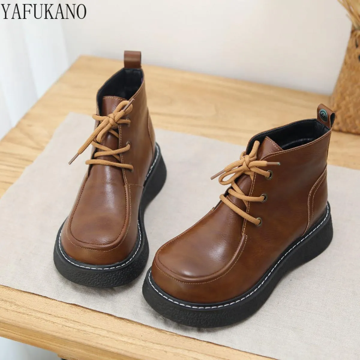 Mori Retro Letterario Testa Grande Bambola Stivaletti Calore Invernale Con Suola Spessa Antiscivolo Stivaletti da Donna Casual S