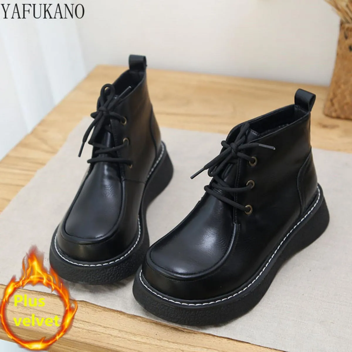 Mori Retro Letterario Testa Grande Bambola Stivaletti Calore Invernale Con Suola Spessa Antiscivolo Stivaletti da Donna Casual S