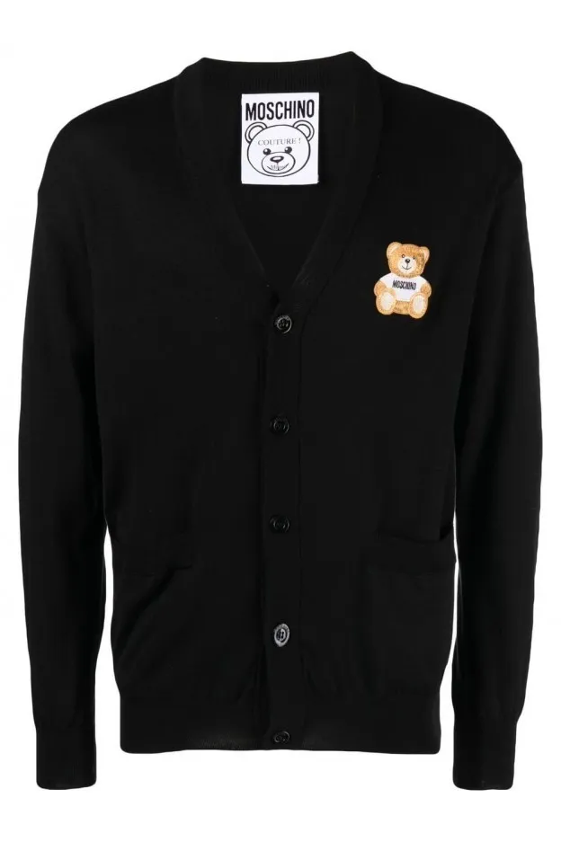 Moschino Cardigan con applicazione Teddy Bear