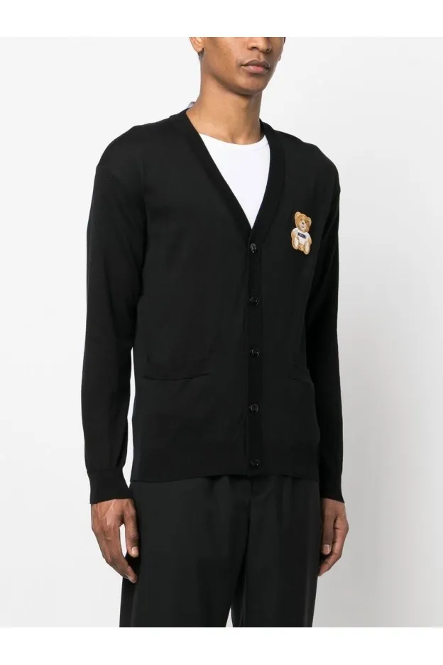 Moschino Cardigan con applicazione Teddy Bear
