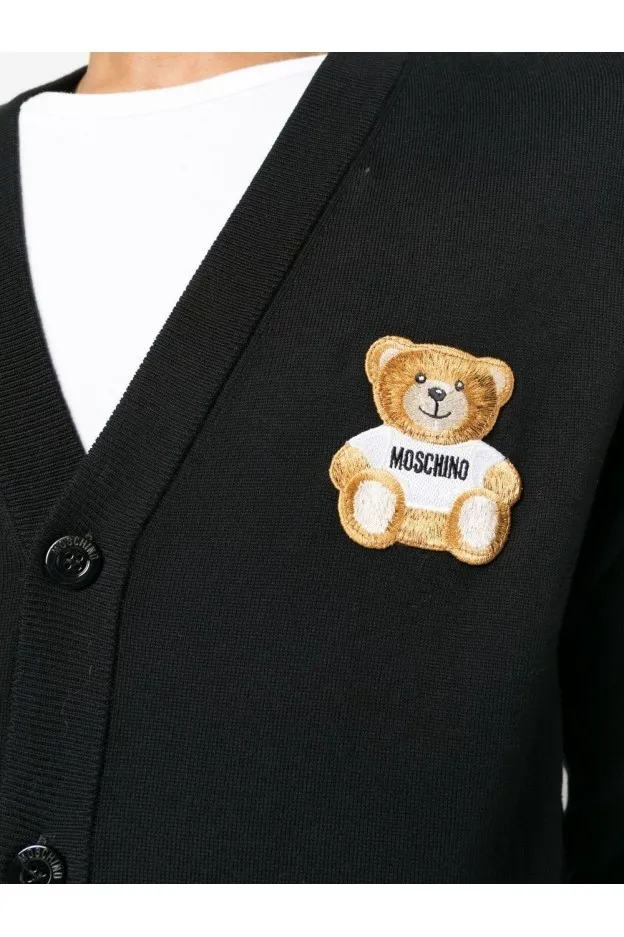 Moschino Cardigan con applicazione Teddy Bear