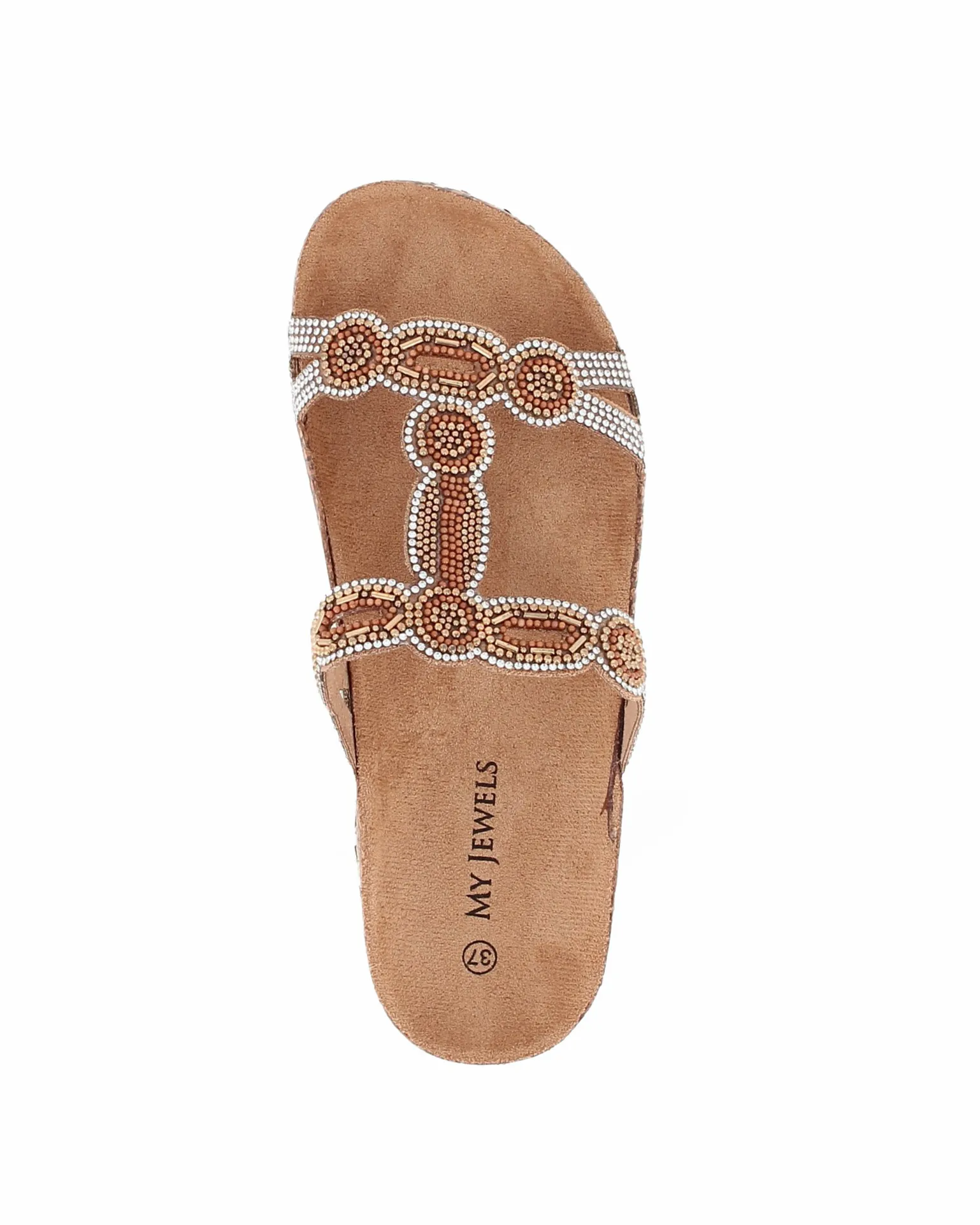 MY JEWELS - Ciabatta beige decorata con perline e strass                                            Previous productMY JEWELS - 