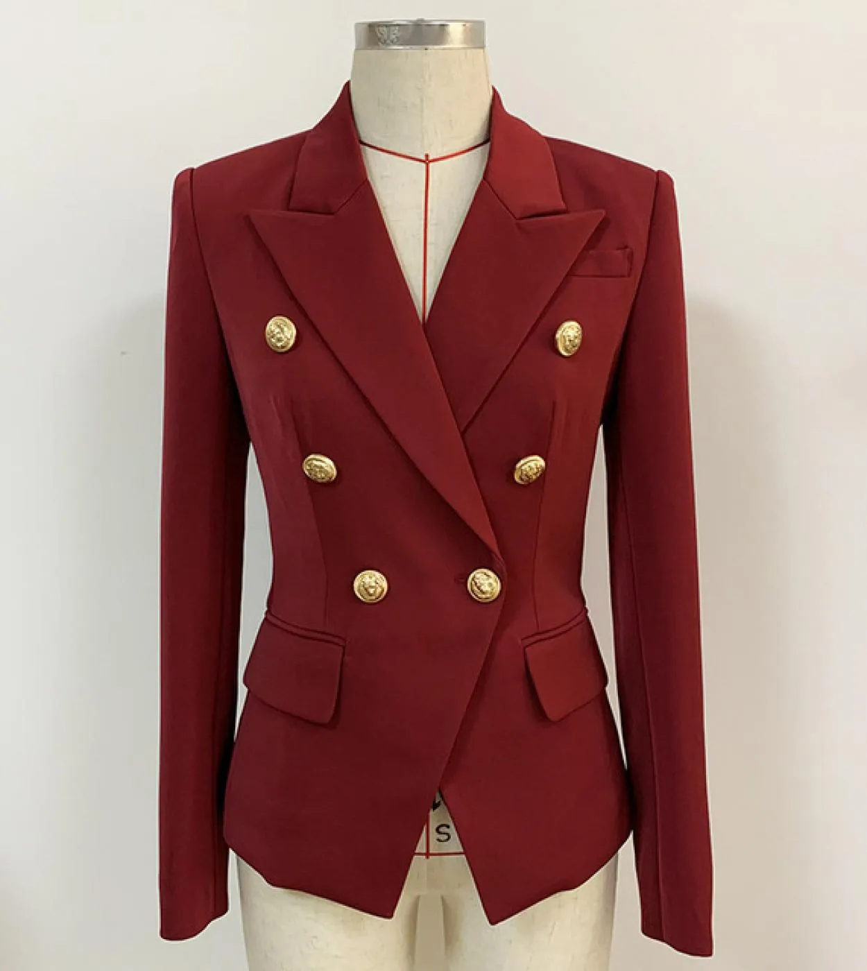 New Classic Blazer da donna bordeaux Primavera Autunno Bottoni dorati Blazer da donna doppio petto Giacche Cappotto Dropshipping