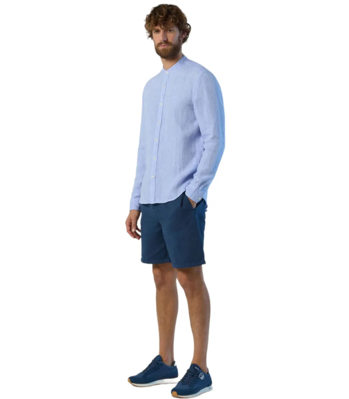 North Sails Uomo Camicia Manica lunga Alla Coreana