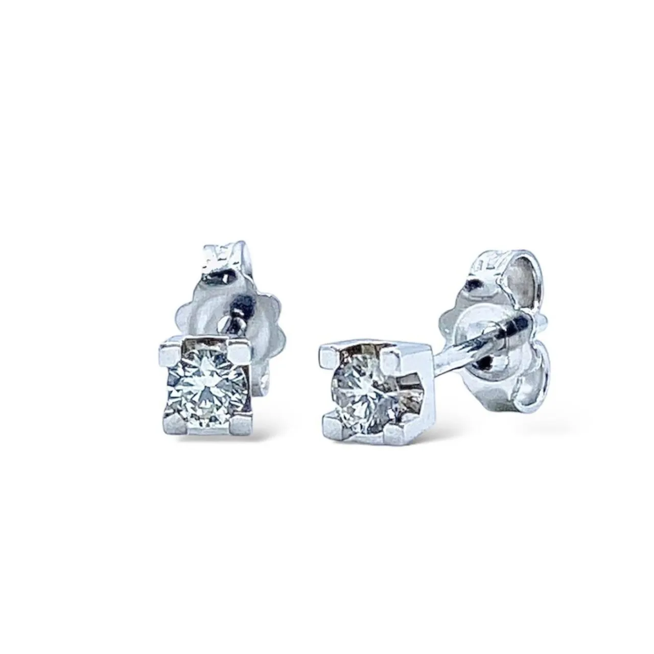 Orecchini Punto Luce Donna Oro con Brillante Ct 0.21