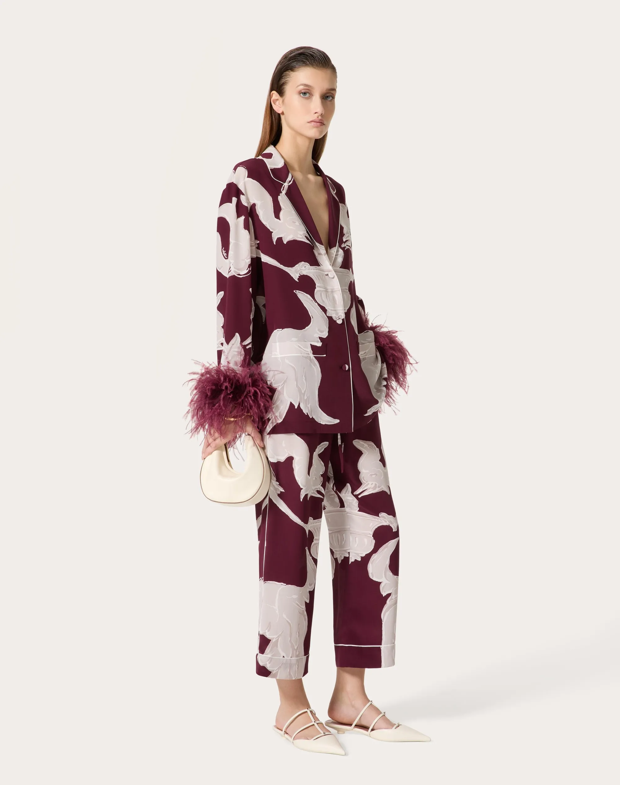 PANTALONI IN CREPE DE CHINE METAMORPHOS GRYPHON ALLOVER
