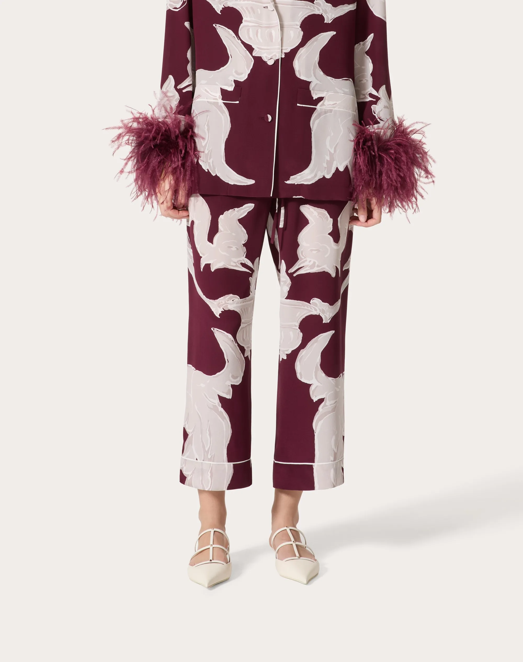PANTALONI IN CREPE DE CHINE METAMORPHOS GRYPHON ALLOVER