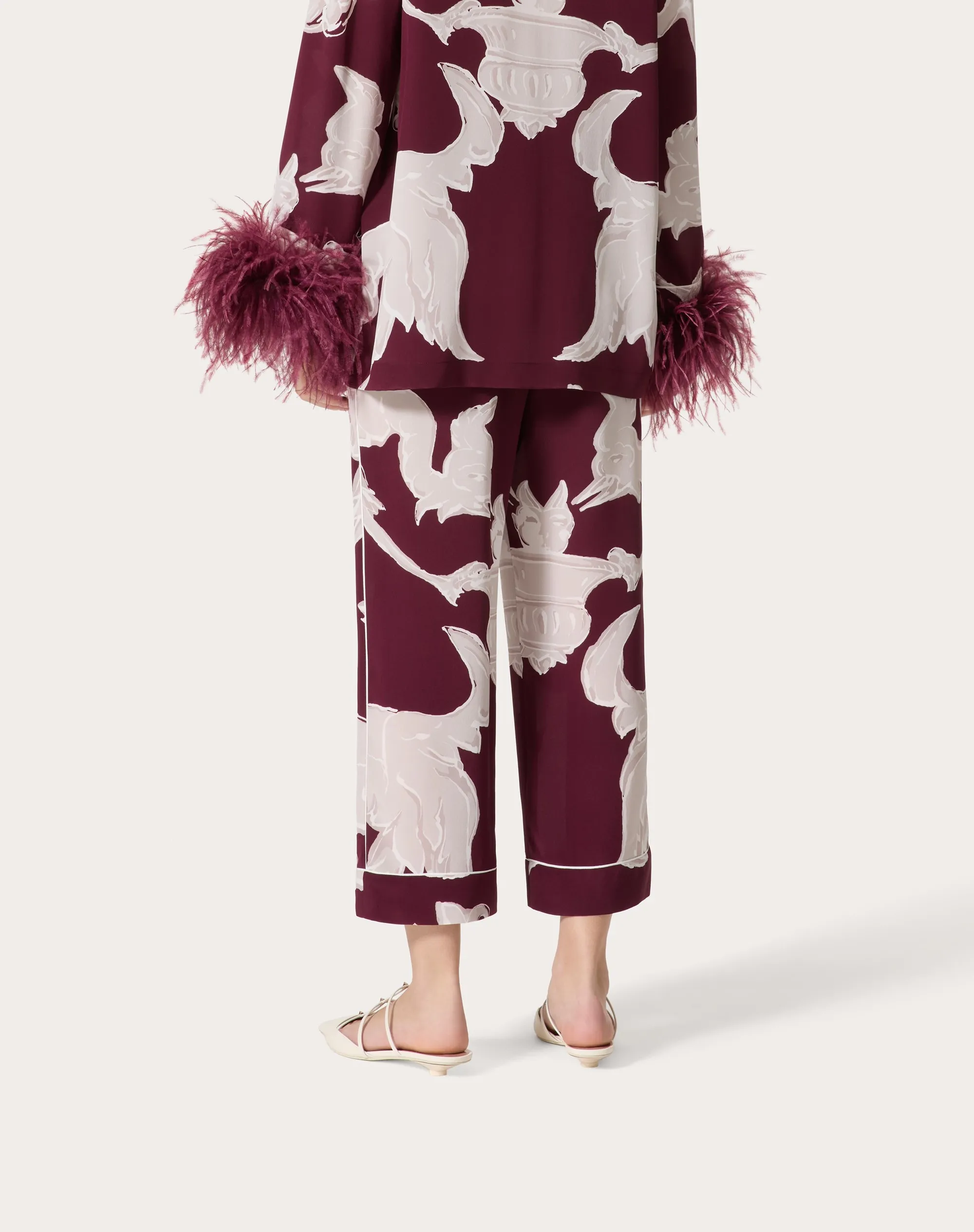PANTALONI IN CREPE DE CHINE METAMORPHOS GRYPHON ALLOVER