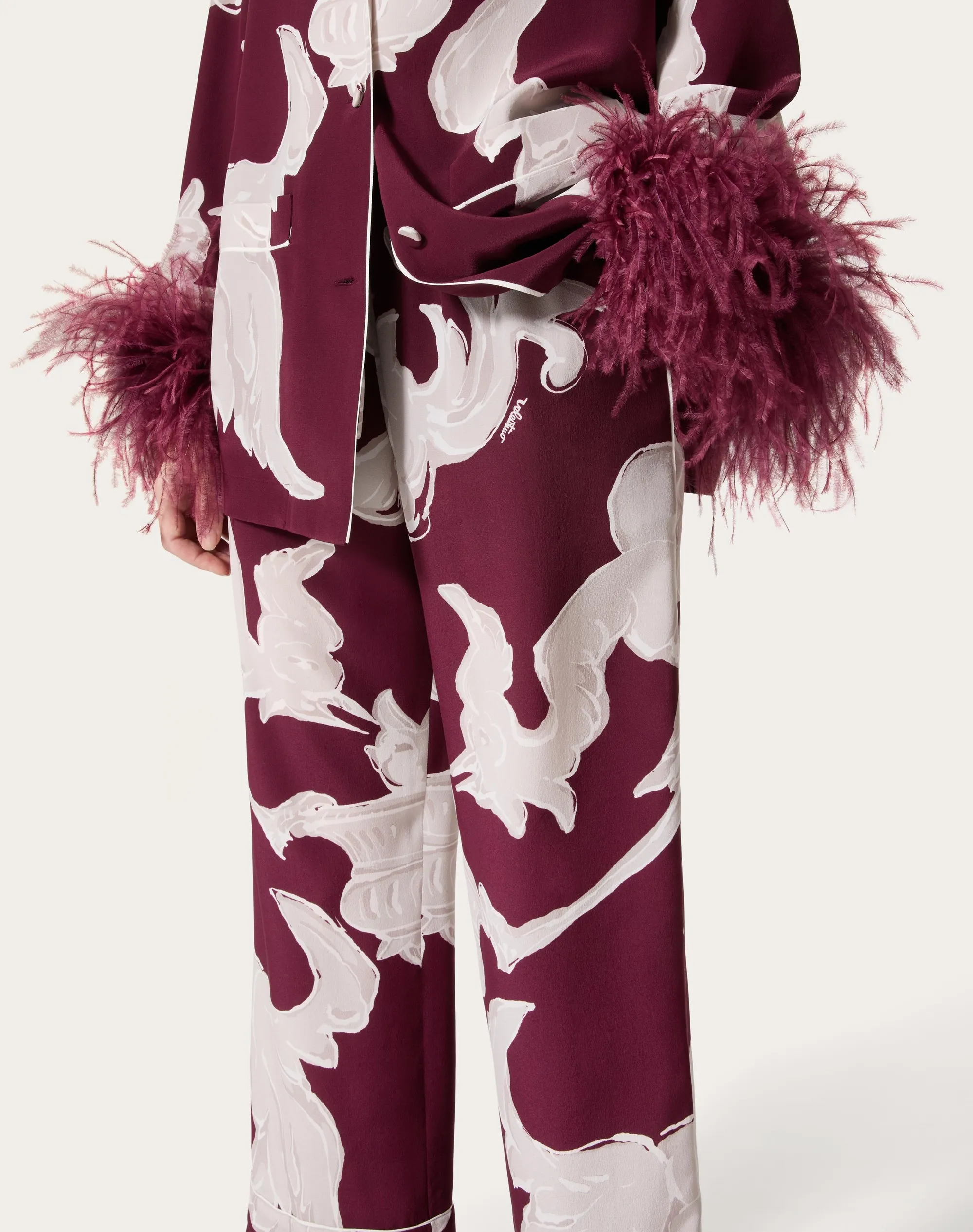 PANTALONI IN CREPE DE CHINE METAMORPHOS GRYPHON ALLOVER