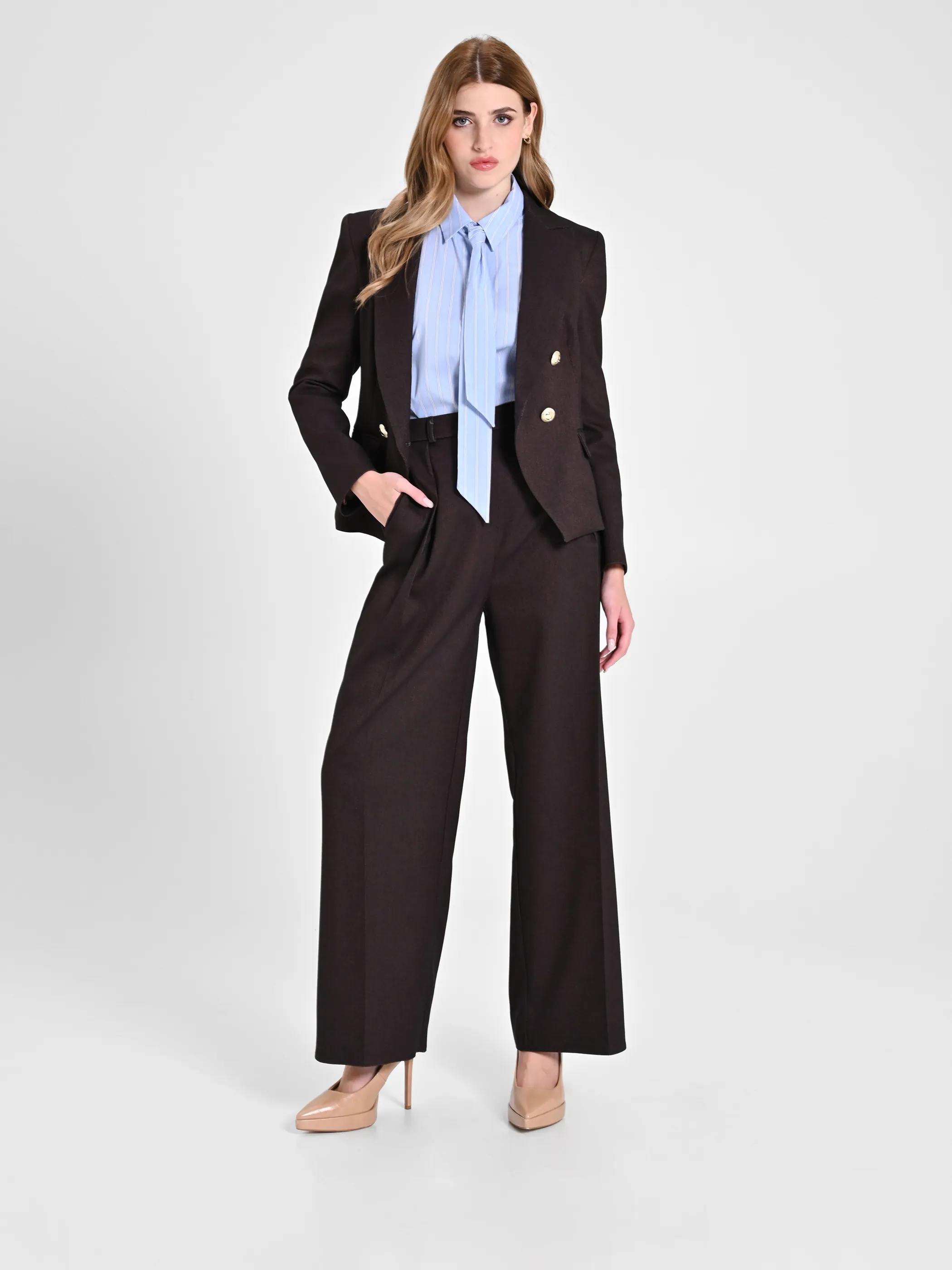      Pantaloni  in Poliviscosa Marrone     