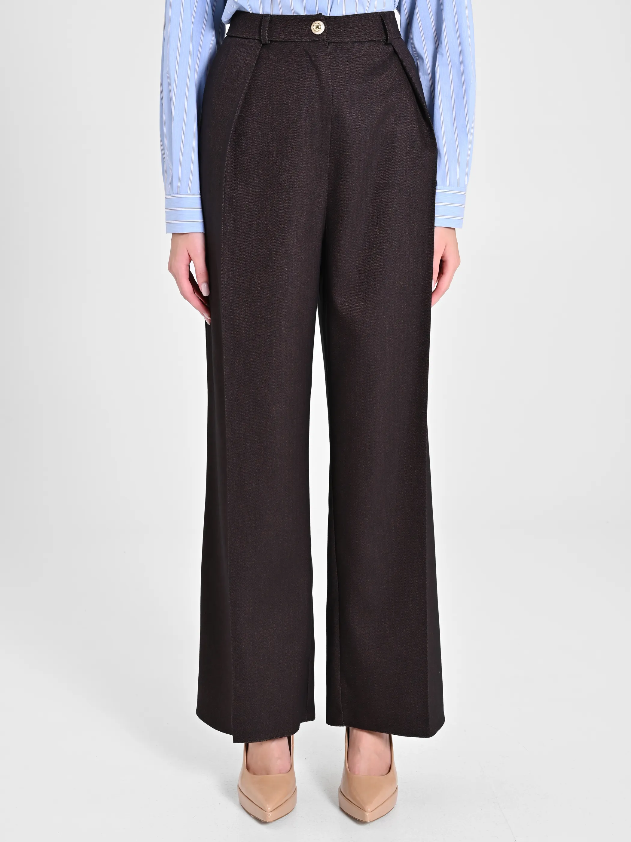      Pantaloni  in Poliviscosa Marrone     
