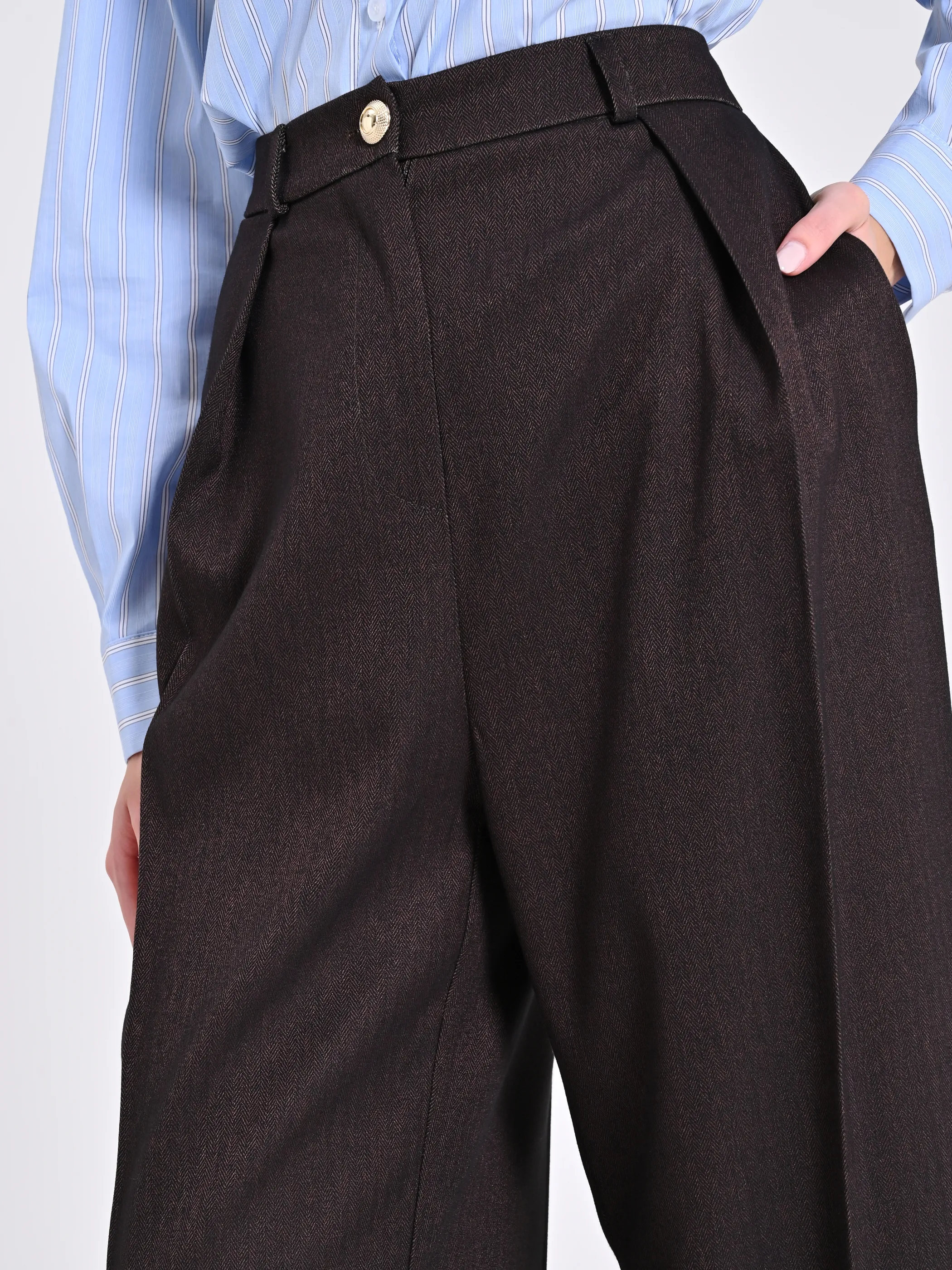     Pantaloni  in Poliviscosa Marrone     