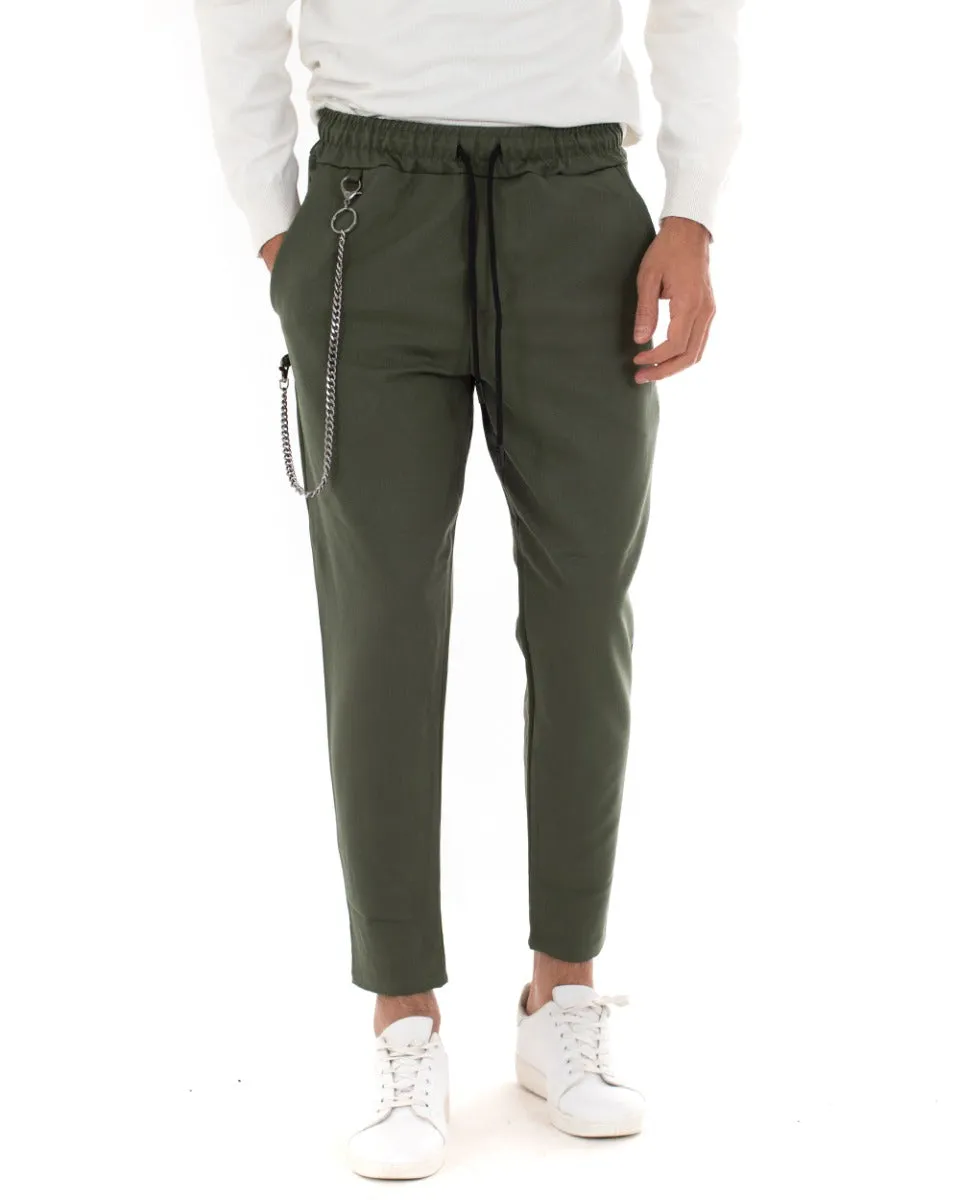 Pantaloni Uomo Pantalaccio Viscosa Casual Comodo Tinta Unita Verde GIOSAL-P5048A