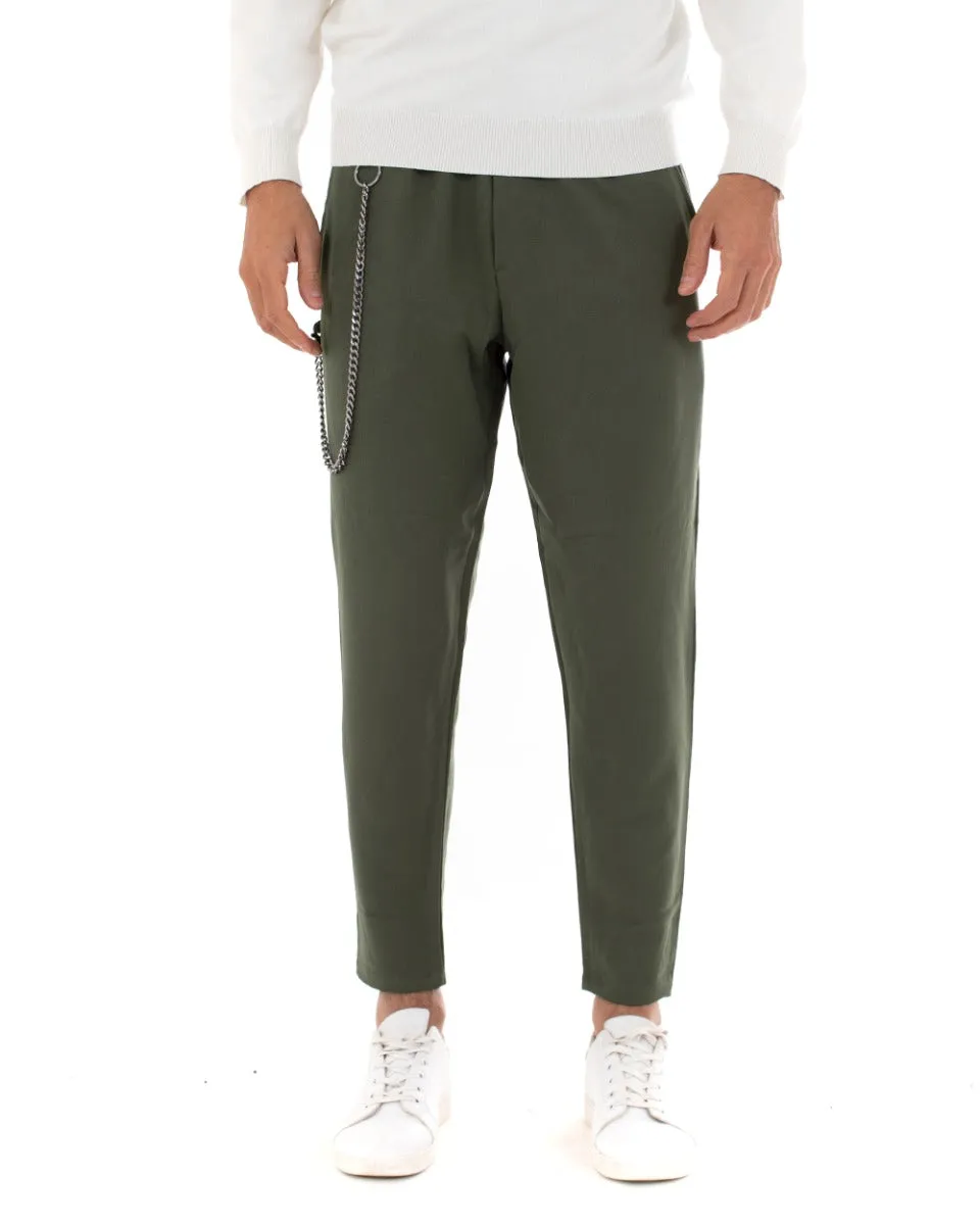 Pantaloni Uomo Pantalaccio Viscosa Casual Comodo Tinta Unita Verde GIOSAL-P5048A