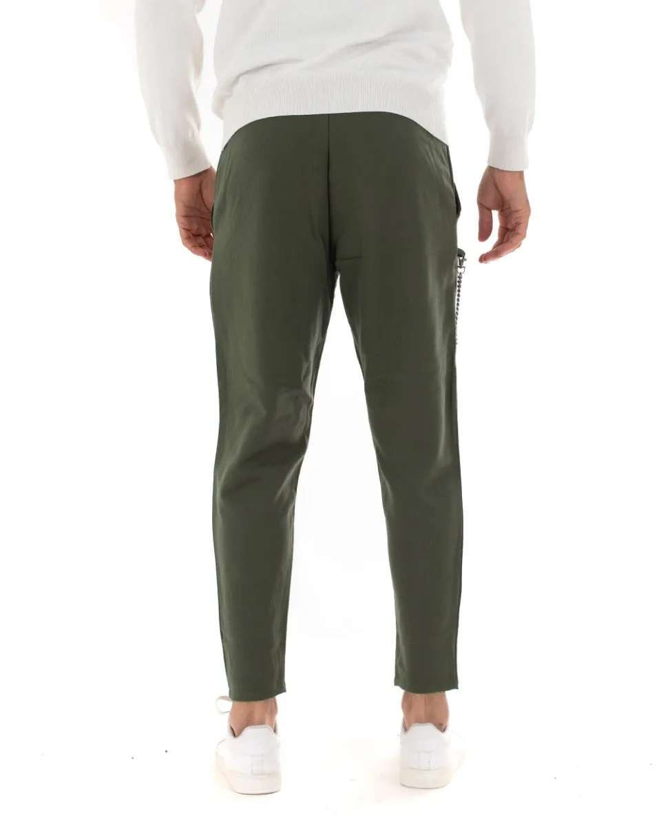 Pantaloni Uomo Pantalaccio Viscosa Casual Comodo Tinta Unita Verde GIOSAL-P5048A