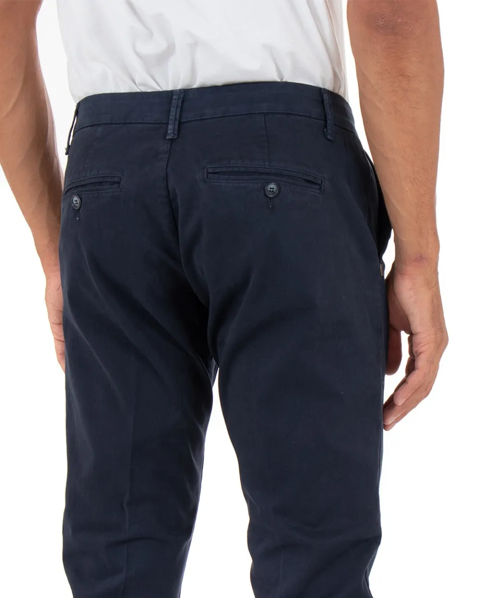 Pantaloni Uomo Tasca America Capri Classico Abbottonatura Allungata Blu GIOSAL-P5396A