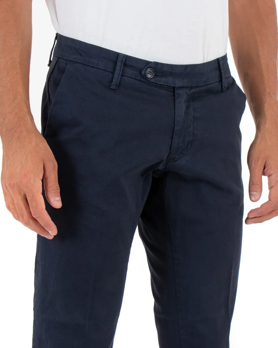 Pantaloni Uomo Tasca America Capri Classico Abbottonatura Allungata Blu GIOSAL-P5396A