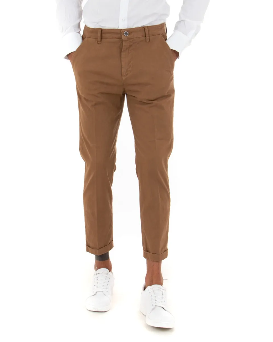 Pantaloni Uomo Tasca America Classico Capri Casual Camel GIOSAL-P5422A