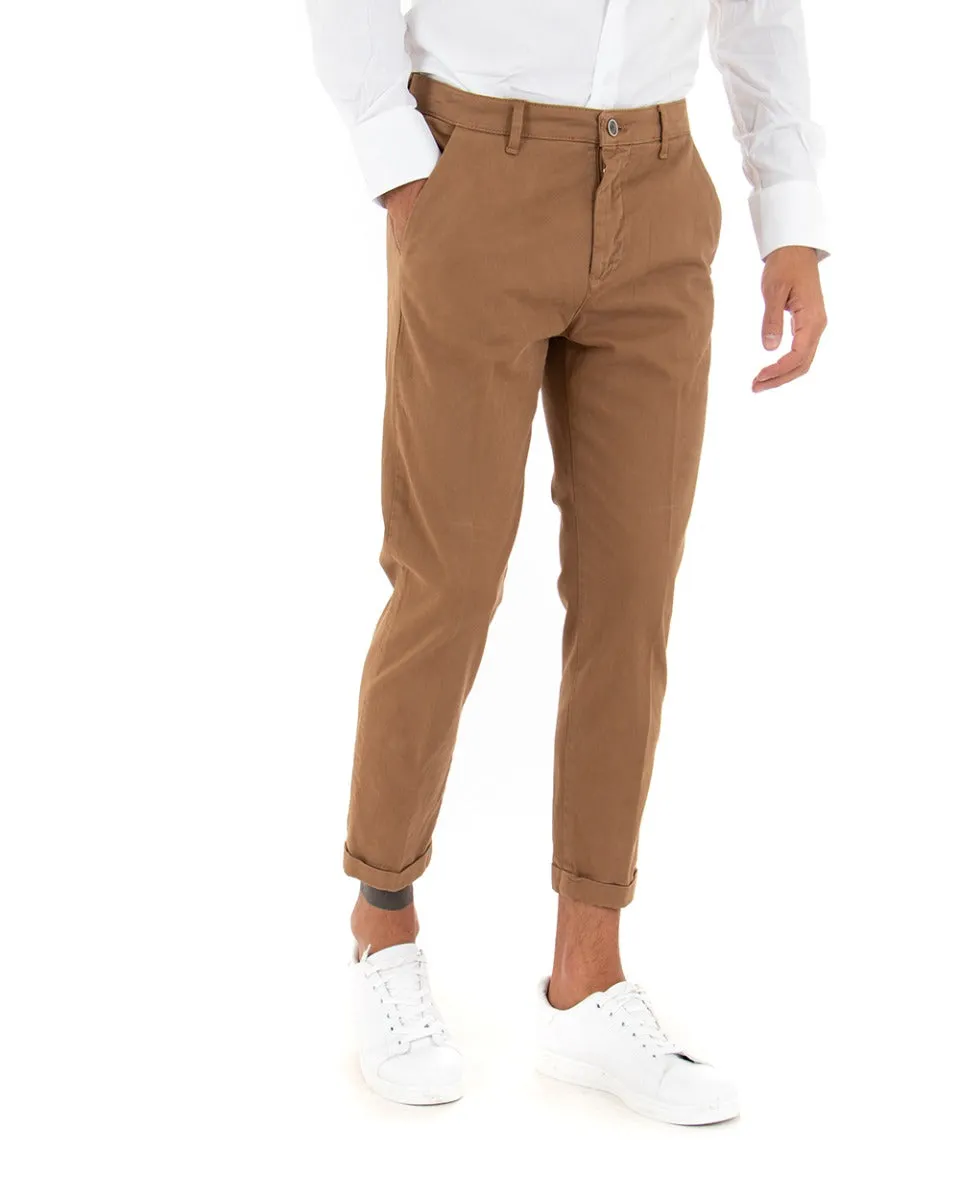 Pantaloni Uomo Tasca America Classico Capri Casual Camel GIOSAL-P5422A