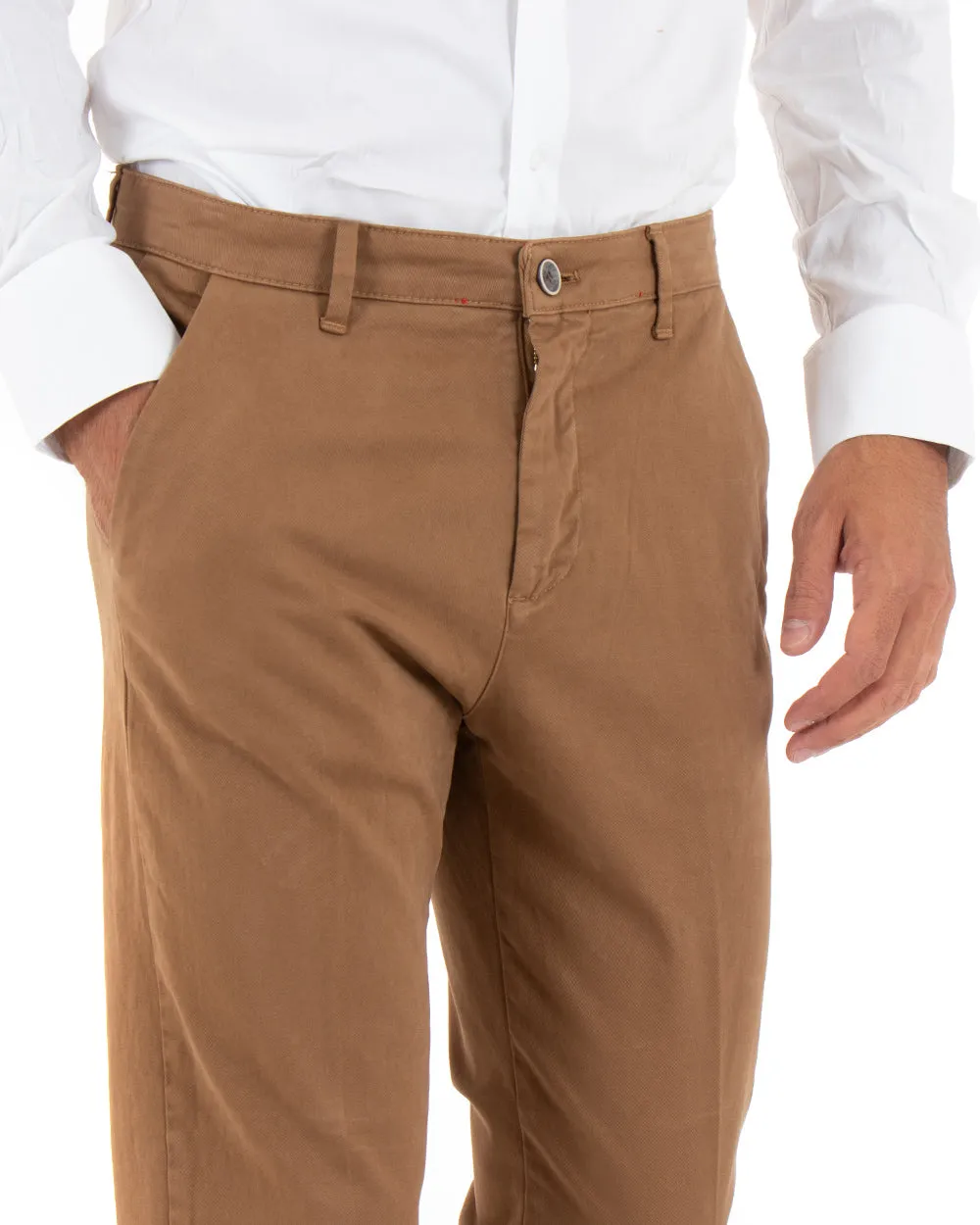 Pantaloni Uomo Tasca America Classico Capri Casual Camel GIOSAL-P5422A