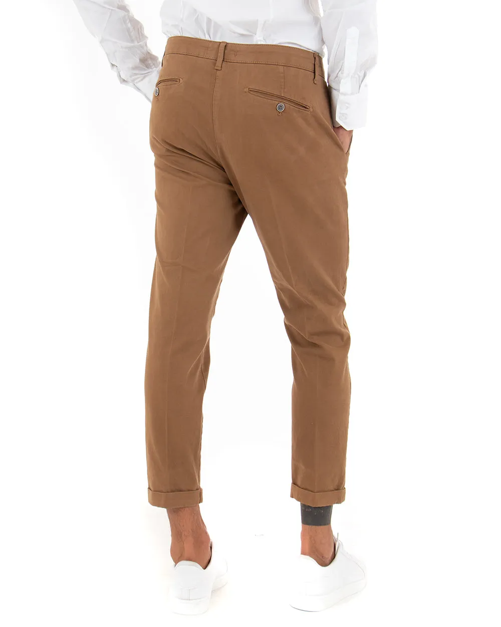 Pantaloni Uomo Tasca America Classico Capri Casual Camel GIOSAL-P5422A