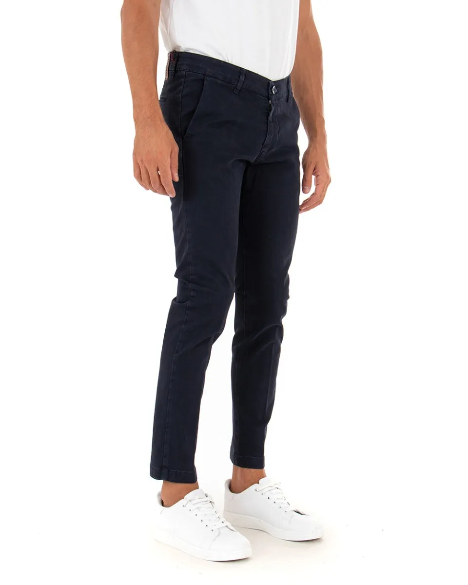Pantaloni Uomo Tasca America Lungo Classico Slim Blu GIOSAL-P5409A