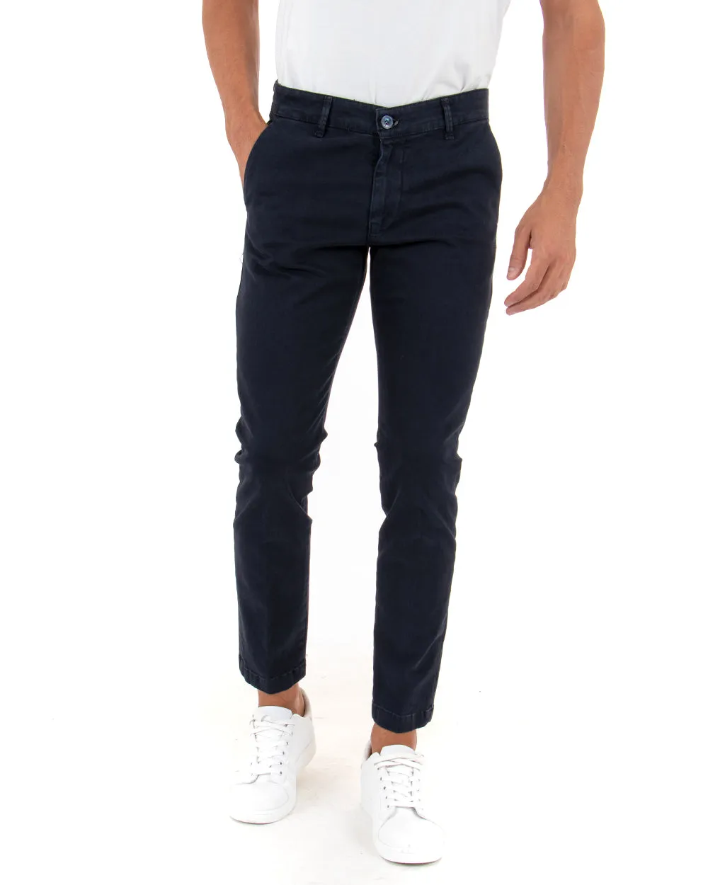 Pantaloni Uomo Tasca America Lungo Classico Slim Blu GIOSAL-P5409A