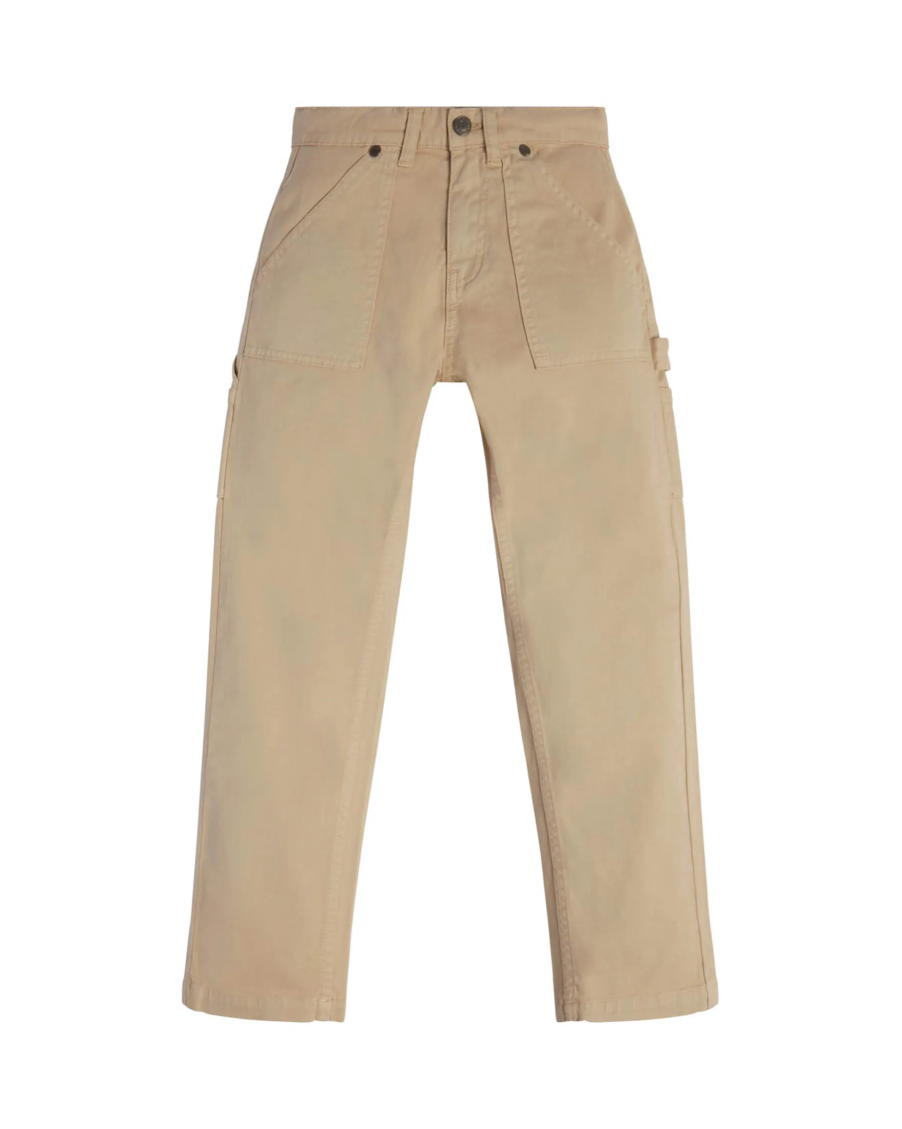 Pantaloni work beige in cotone stretch con tasche applicate davanti e taschini sulle gambe 10-16 anni