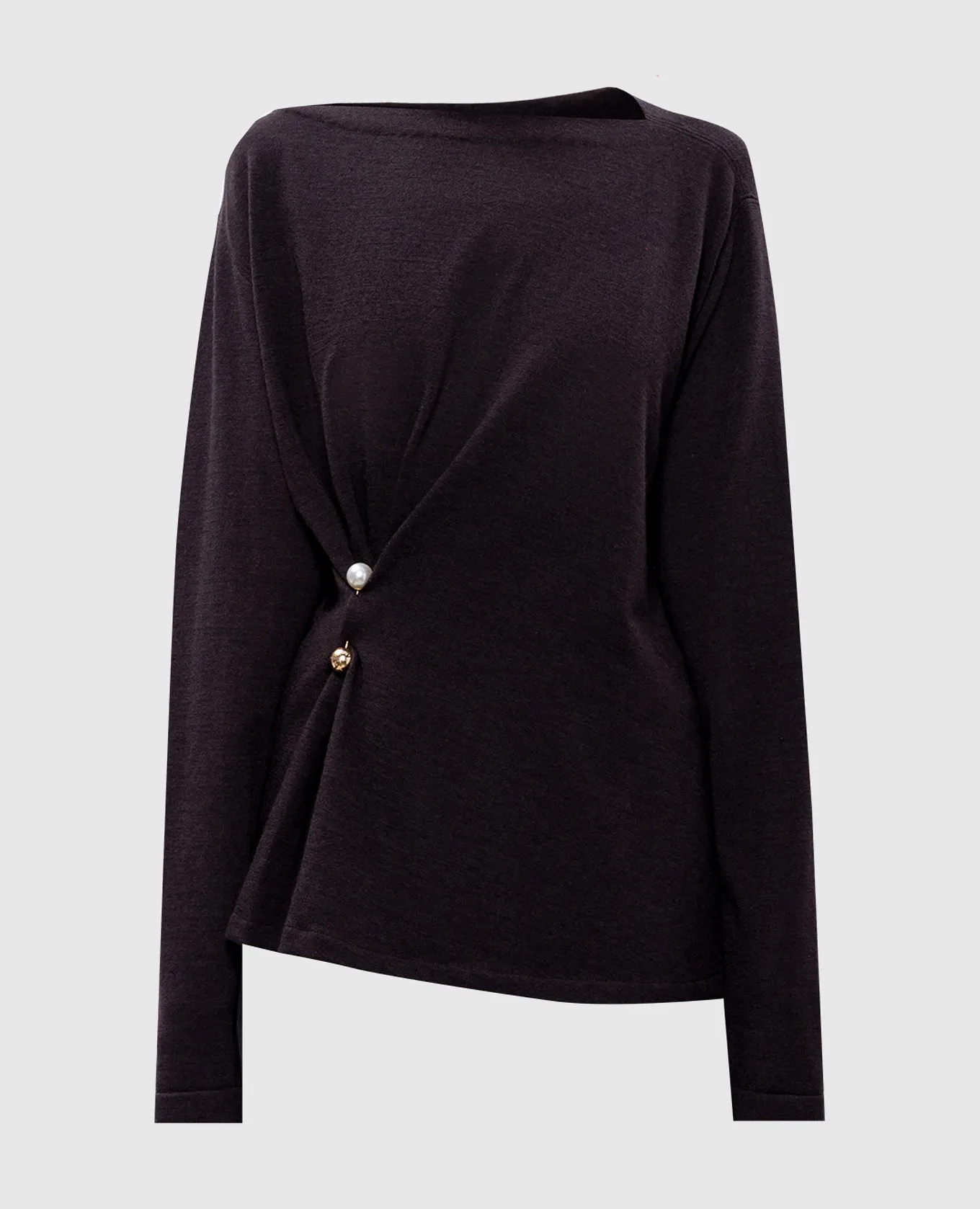 Philosophy di Lorenzo Serafini Maglione in lana marrone con spilla A09197100