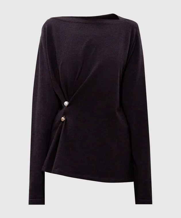 Philosophy di Lorenzo Serafini Maglione in lana marrone con spilla A09197100