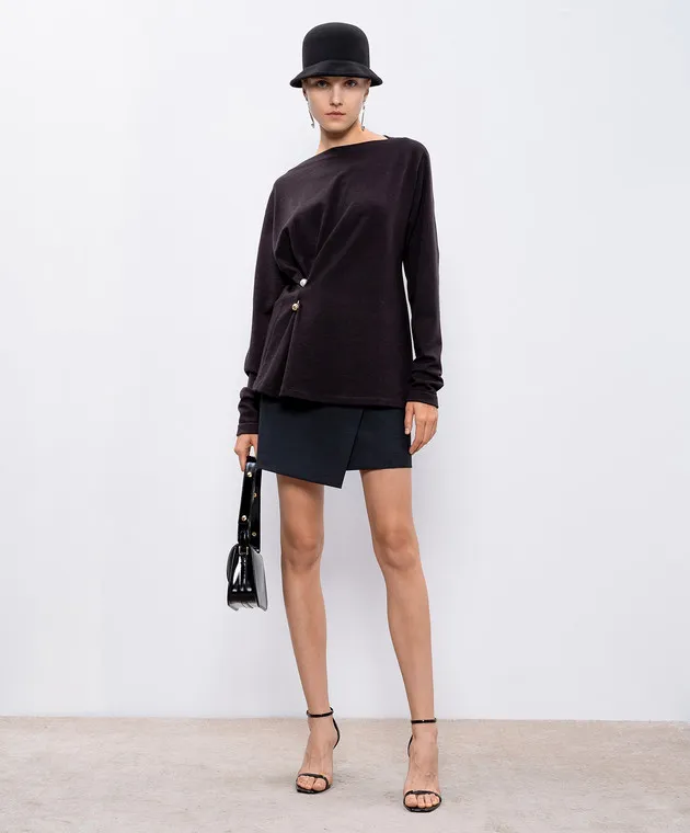 Philosophy di Lorenzo Serafini Maglione in lana marrone con spilla A09197100