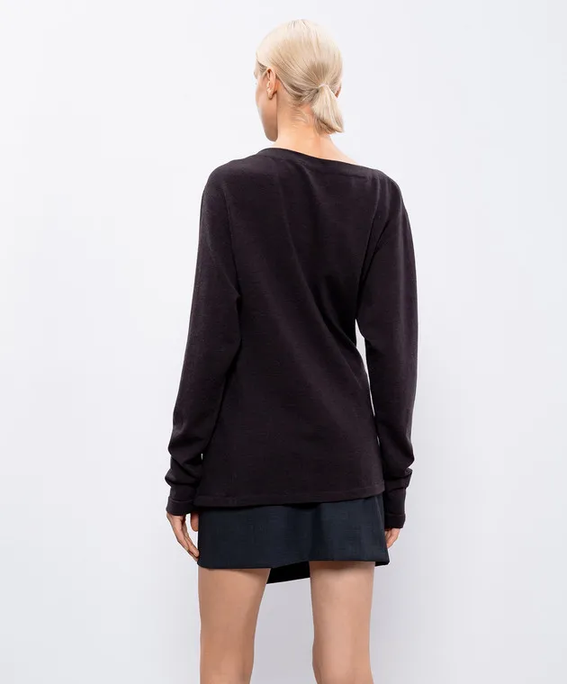 Philosophy di Lorenzo Serafini Maglione in lana marrone con spilla A09197100