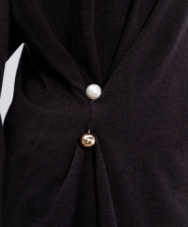 Philosophy di Lorenzo Serafini Maglione in lana marrone con spilla A09197100