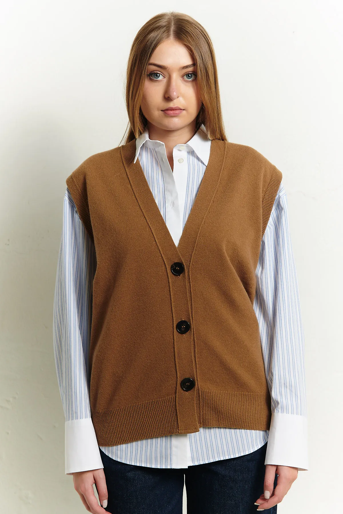 PHISIQUE DU ROLE Gilet over in maglia misto cashmere