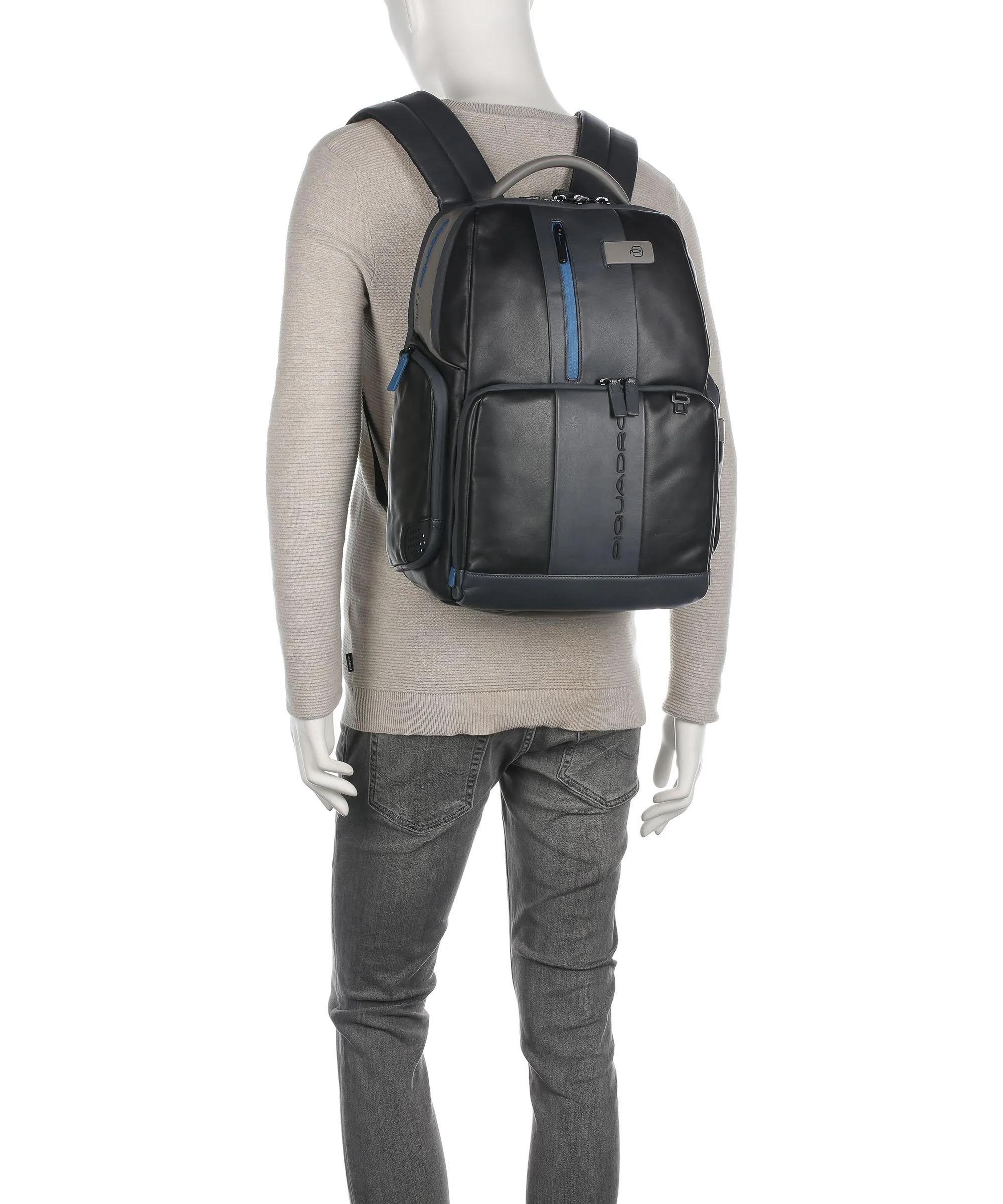  Piquadro Urban Zaino porta pc 15″ pelle di vacchetta grana nero/grigio  