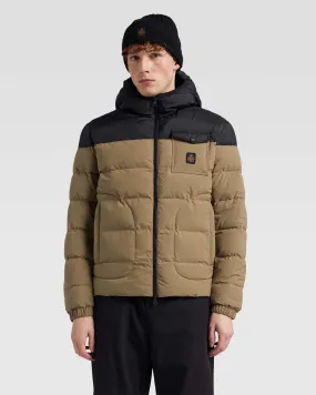 Piumino Bens Jacket color fango e nero con cappuccio