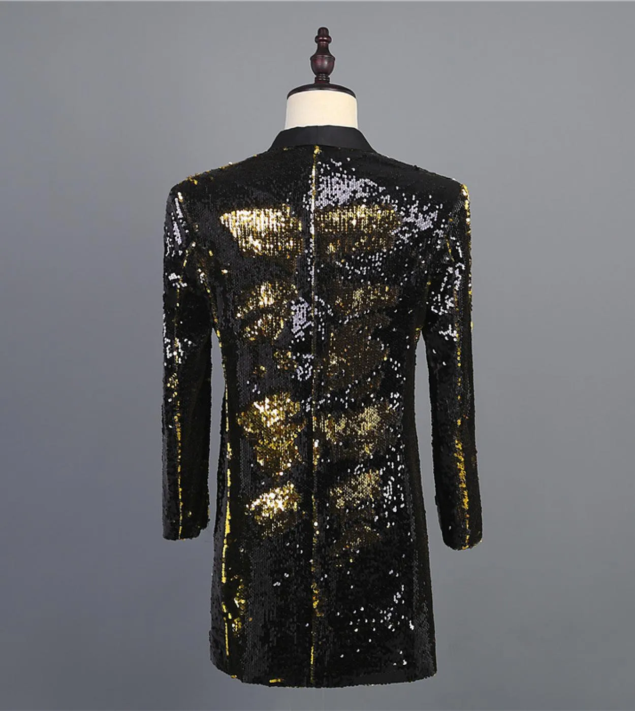Plyesxale Blazer in oro nero per uomo collo a scialle giacca da uomo con paillettes DJ Night Club cantante glitter costume uomo