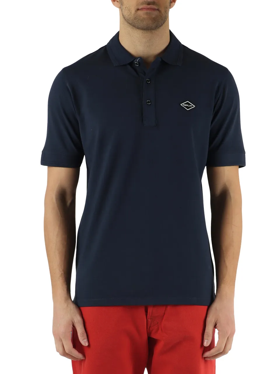 Polo in cotone piquet con patch logo frontale