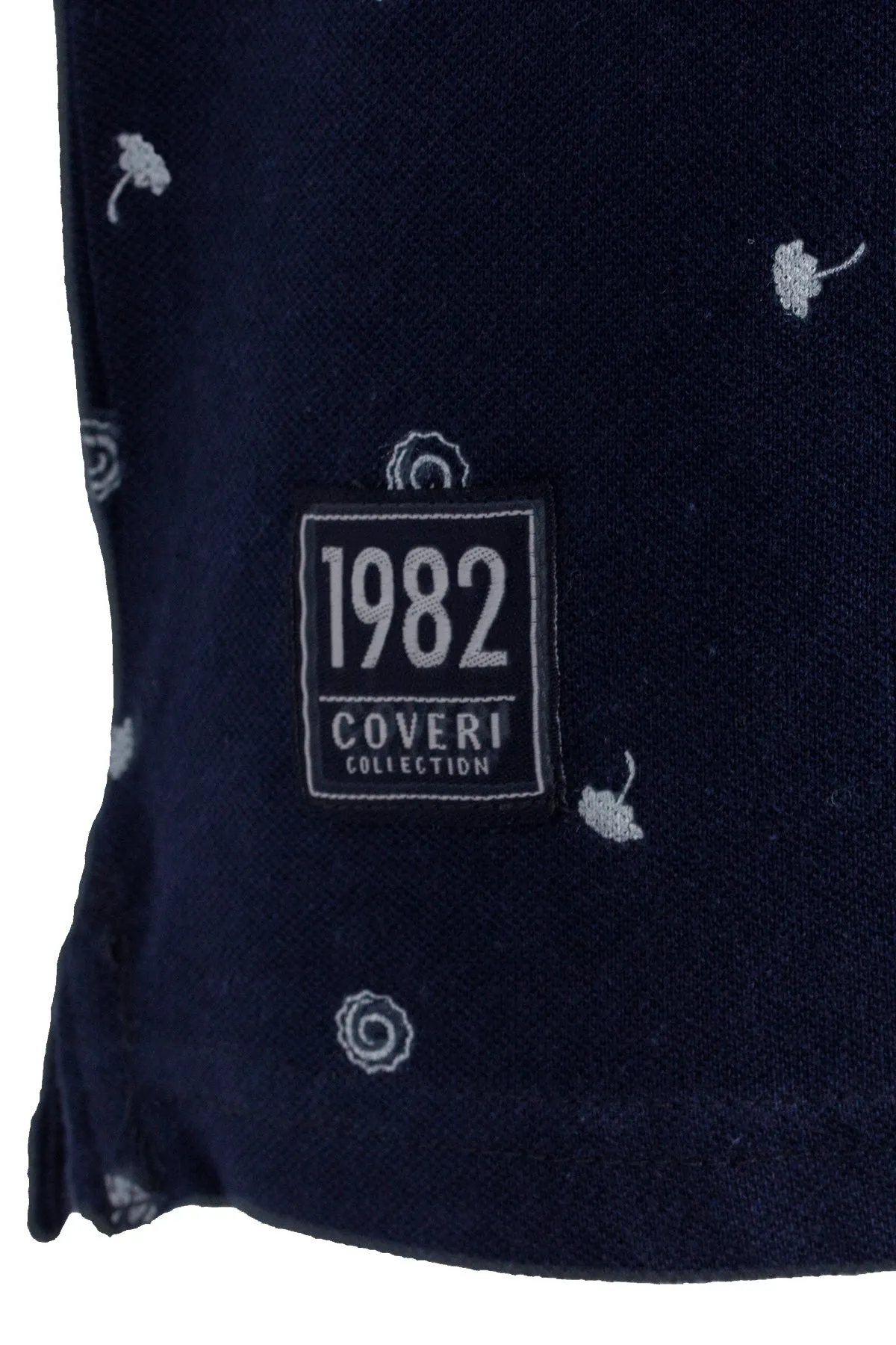 Polo microfantasia con collo alla coreana